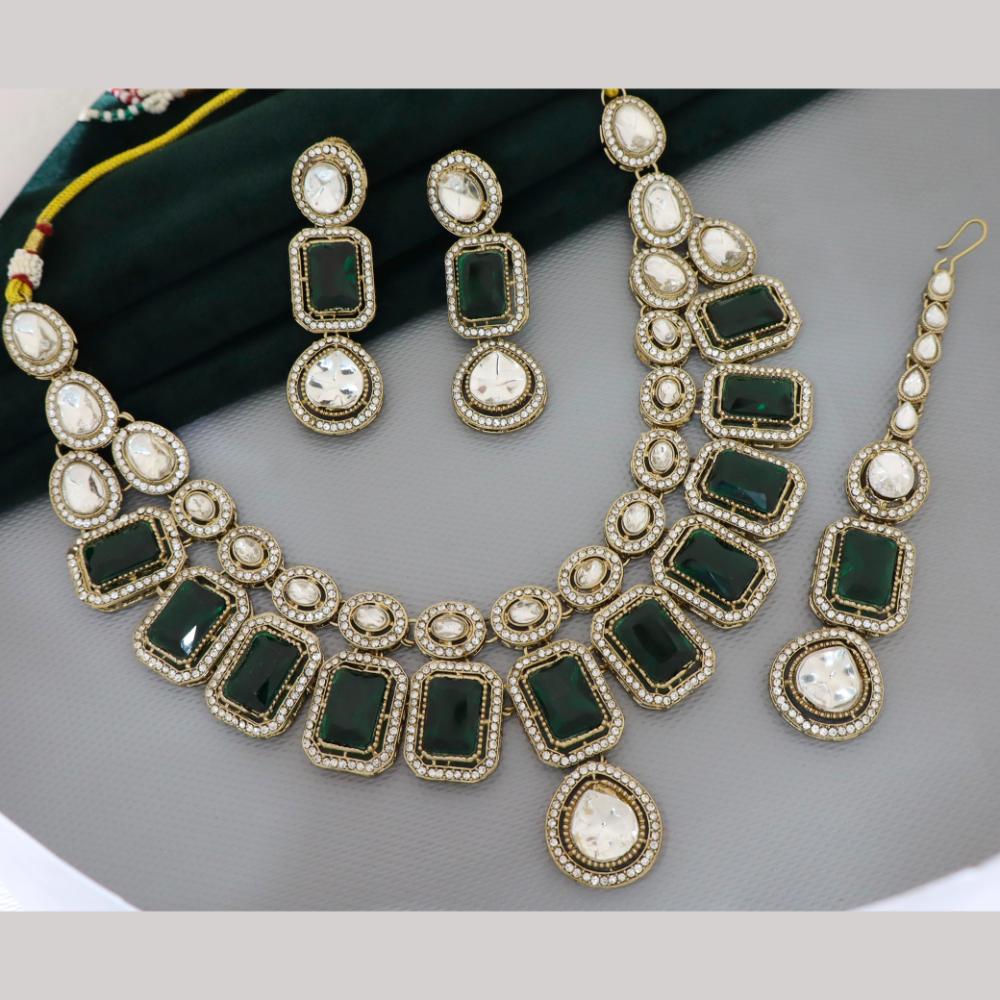 Tanish Art Jewellery Designer Pota Stone And Austrian Stone Necklace Set for Women