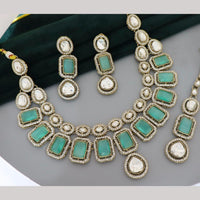 Tanish Art Jewellery Designer Pota Stone And Austrian Stone Necklace Set for Women