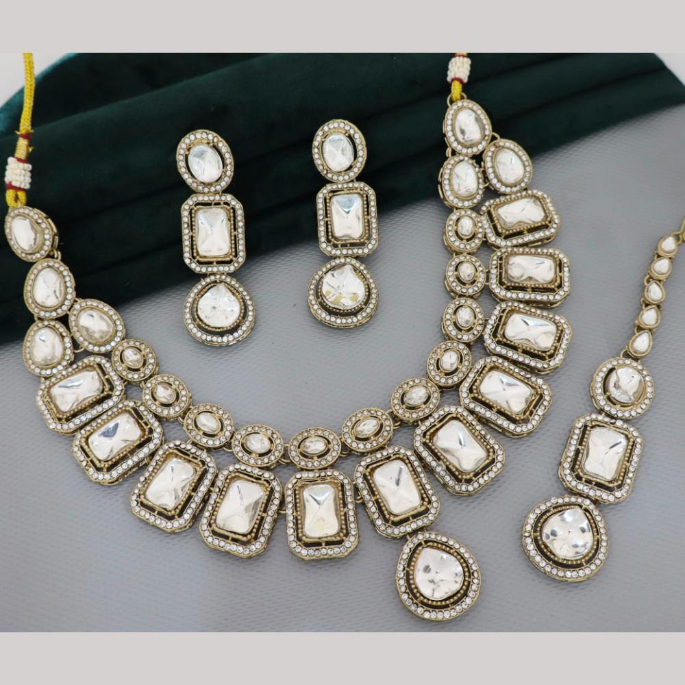 Tanish Art Jewellery Designer Pota Stone And Austrian Stone Necklace Set for Women