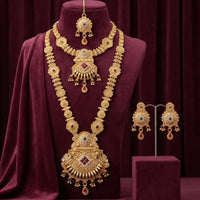 Tanish Art Jewellery Heritage Pota Stone And Pearl Double Meenakari Necklace Set