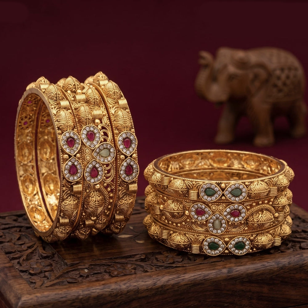Tanish Art Jewellery Heritage Pota Stone Bangles Set