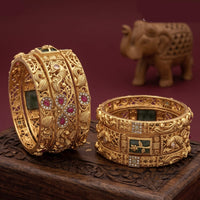 Tanish Art Jewellery Heritage Pota Stone Bangles Set