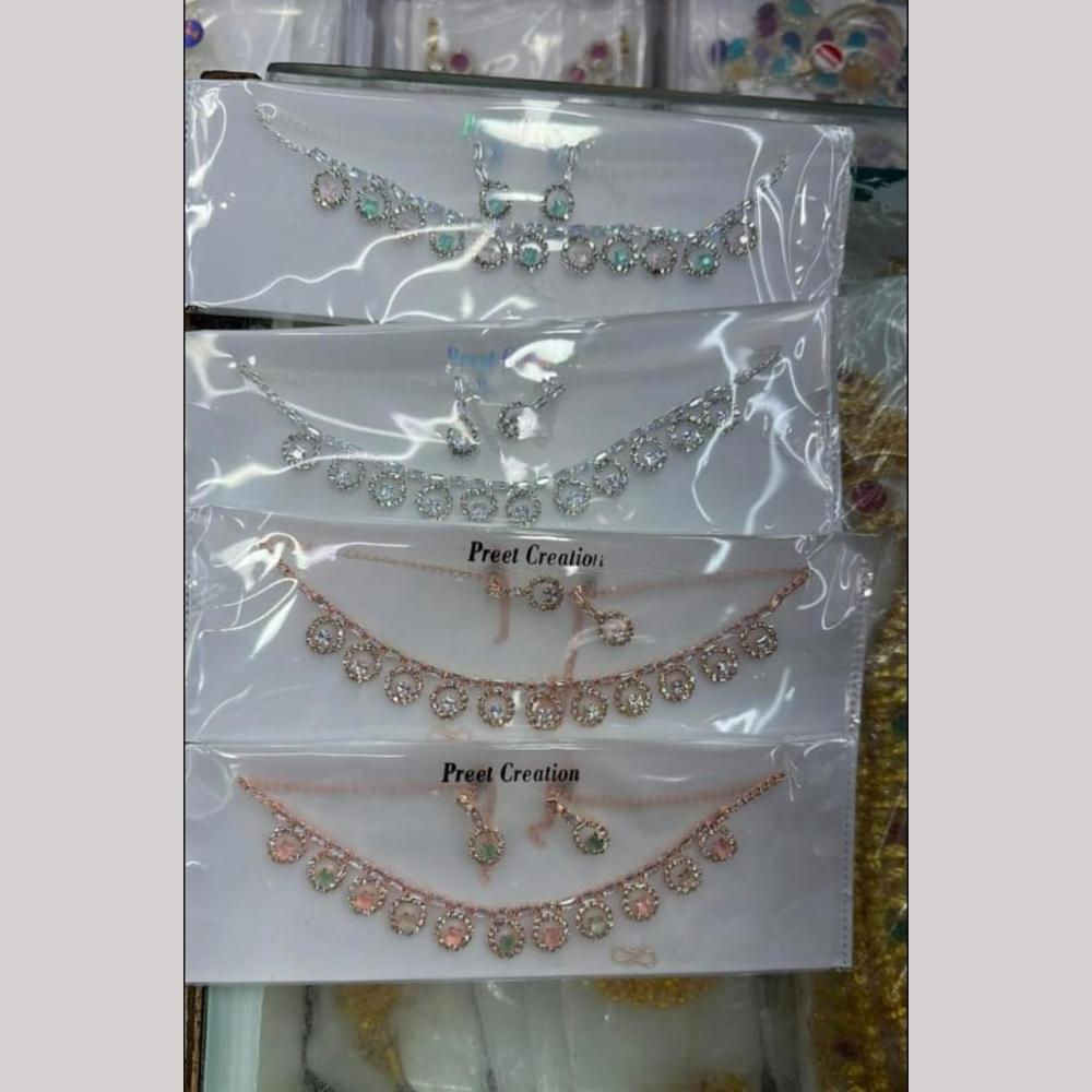 Tanish Art Jewellery Glamorous Crystal Stone Ethnic Necklace Set