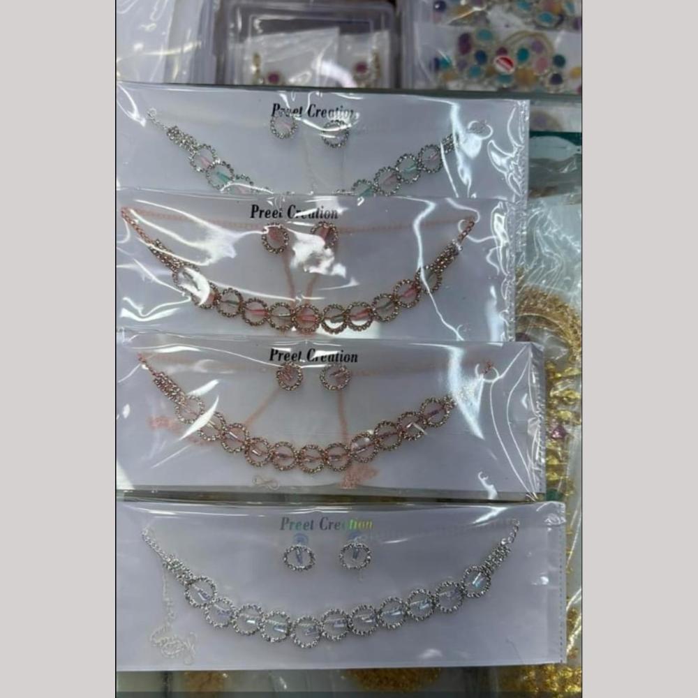Tanish Art Jewellery Glamorous Crystal Stone Ethnic Necklace Set