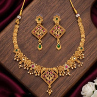 Tanish Art Jewellery Statement Pota Stone And Pearl Neckalce Set