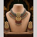 Tanish Art Jewellery Statement Pota Stone And Pearl Neckalce Set