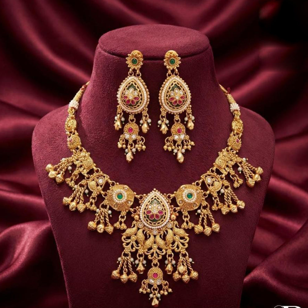 Tanish Art Jewellery Statement Pota Stone And Pearl Neckalce Set