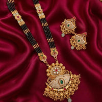 Tanish Art Jewellery Elegant Pota Stone Pearl And Beads Meenakari Mangalsutra Set