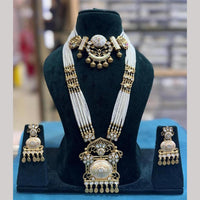 Tanish Art Jewellery Statement Pota Stone And Pearl Meenakari Double Neckalce Set