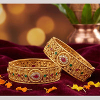 Tanish Art Jewellery Heritage Pota Stone Openable Bangles Set
