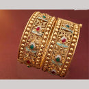 Tanish Art Jewellery Heritage Pota Stone And Meenakari Openable Bangles Set