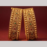 Tanish Art Jewellery Heritage Pota Stone Openable Bangles Set