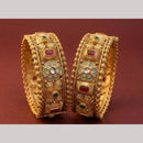Tanish Art Jewellery Heritage Pota Stone And Meenakari Openable Bangles Set