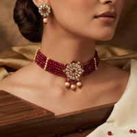 Tanish Art Jewellery Polki Kundan And Pearl Choker Necklace Set