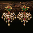 Tanish Art Jewellery Premium Copper Pota Stone And Pearl Dangler Earrings 