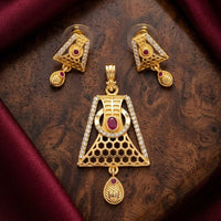 Tanish Art Jewellery Traditional Pota Stone Pendant Set