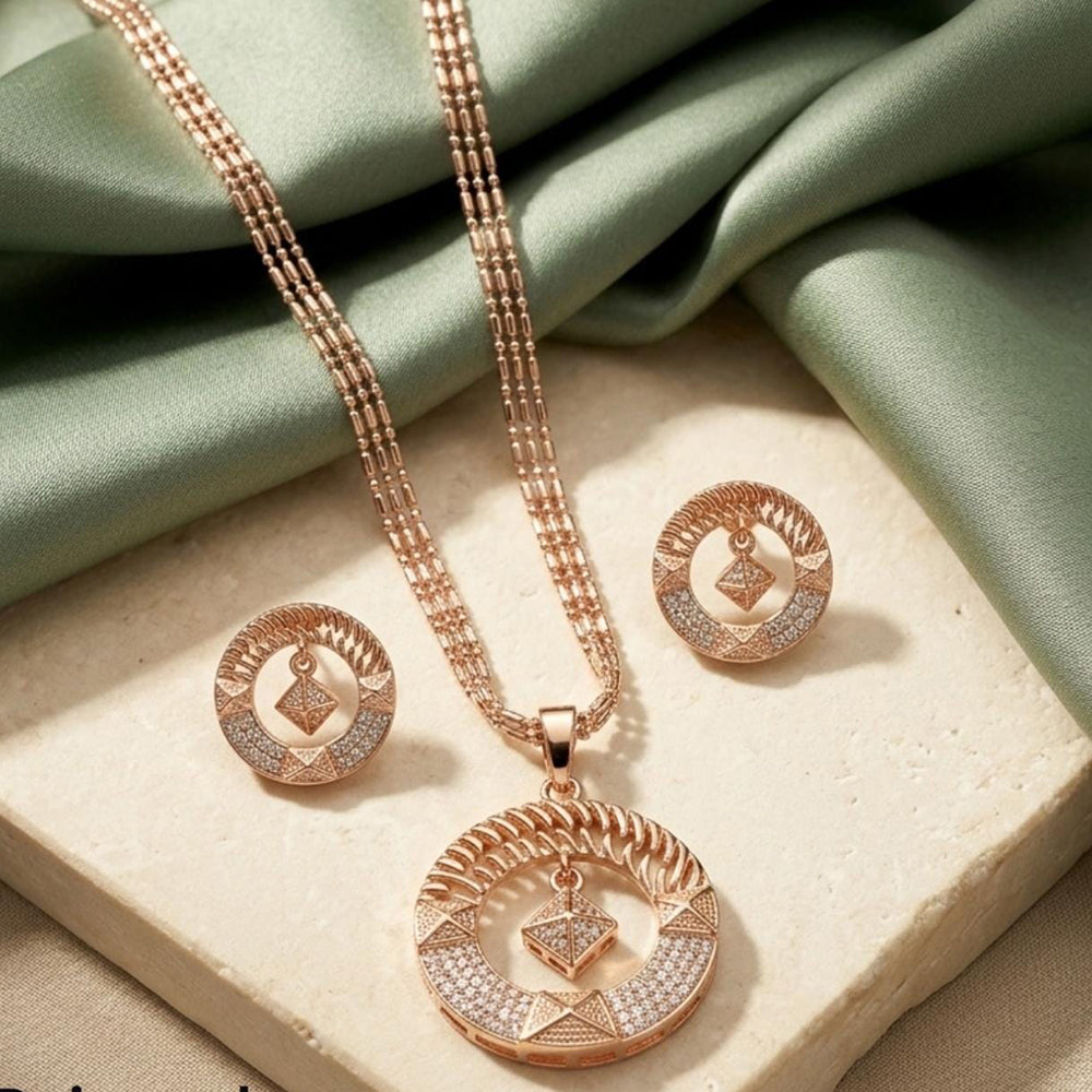 Tanish Art Jewellery American Diamond Chain Pendant Set 