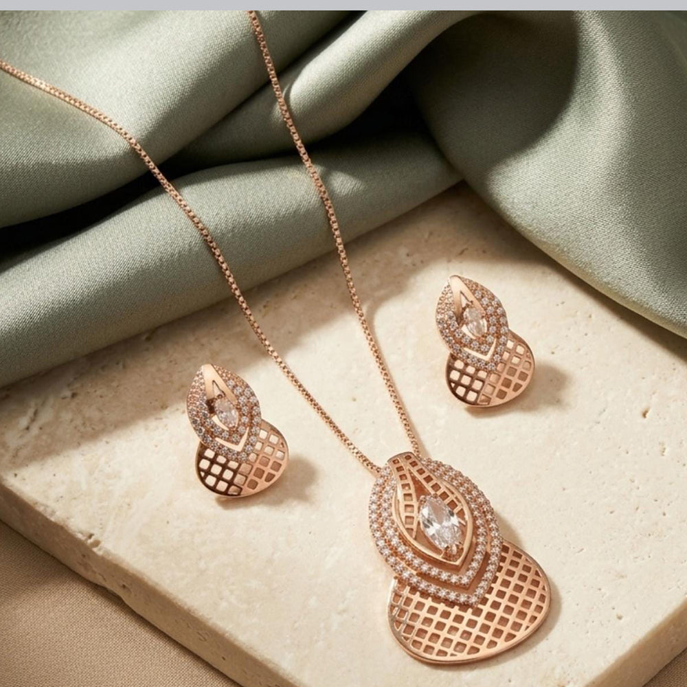 Tanish Art Jewellery American Diamond Chain Pendant Set 