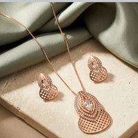 Tanish Art Jewellery American Diamond Chain Pendant Set 