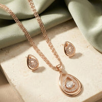 Tanish Art Jewellery American Diamond Chain Pendant Set 