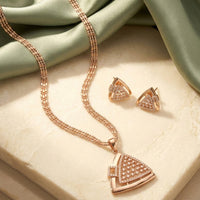 Tanish Art Jewellery American Diamond Chain Pendant Set 