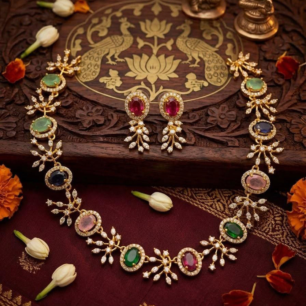Tanish Art Jewellery Designer American Daimond Necklace Set