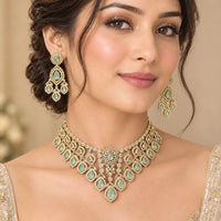 Tanish Art Jewellery Designer American Daimond Choker Necklace Set