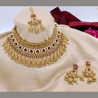 Tanish Art Jewellery Traditional Pota Stone And Pearl Choker Necklace Set