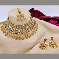 Tanish Art Jewellery Traditional Pota Stone And Pearl Choker Necklace Set