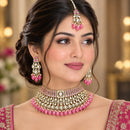 Tanish Art Jewellery Designer American Daimond And Beads Choker Necklace Set