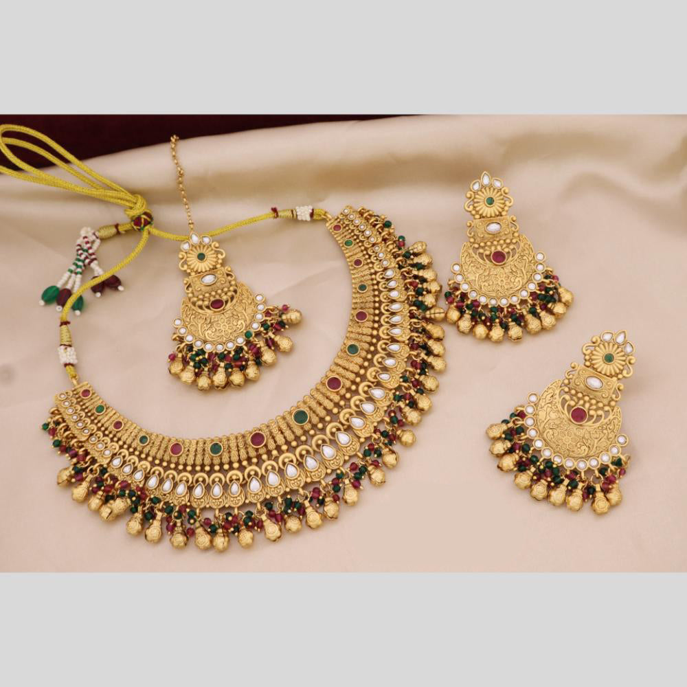 Tanish Art Jewellery Traditional Pota Stone And Beads Choker Necklace Set