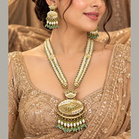 Tanish Art Jewellery Traditional Pota Stone And Beads Meenakari Long  Necklace Set