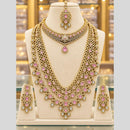 Tanish Art Jewellery American Diamond Dual Layer Designer Necklace Set