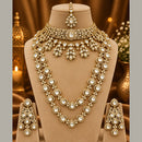 Tanish Art Jewellery American Diamond Dual Layer Designer Necklace Set