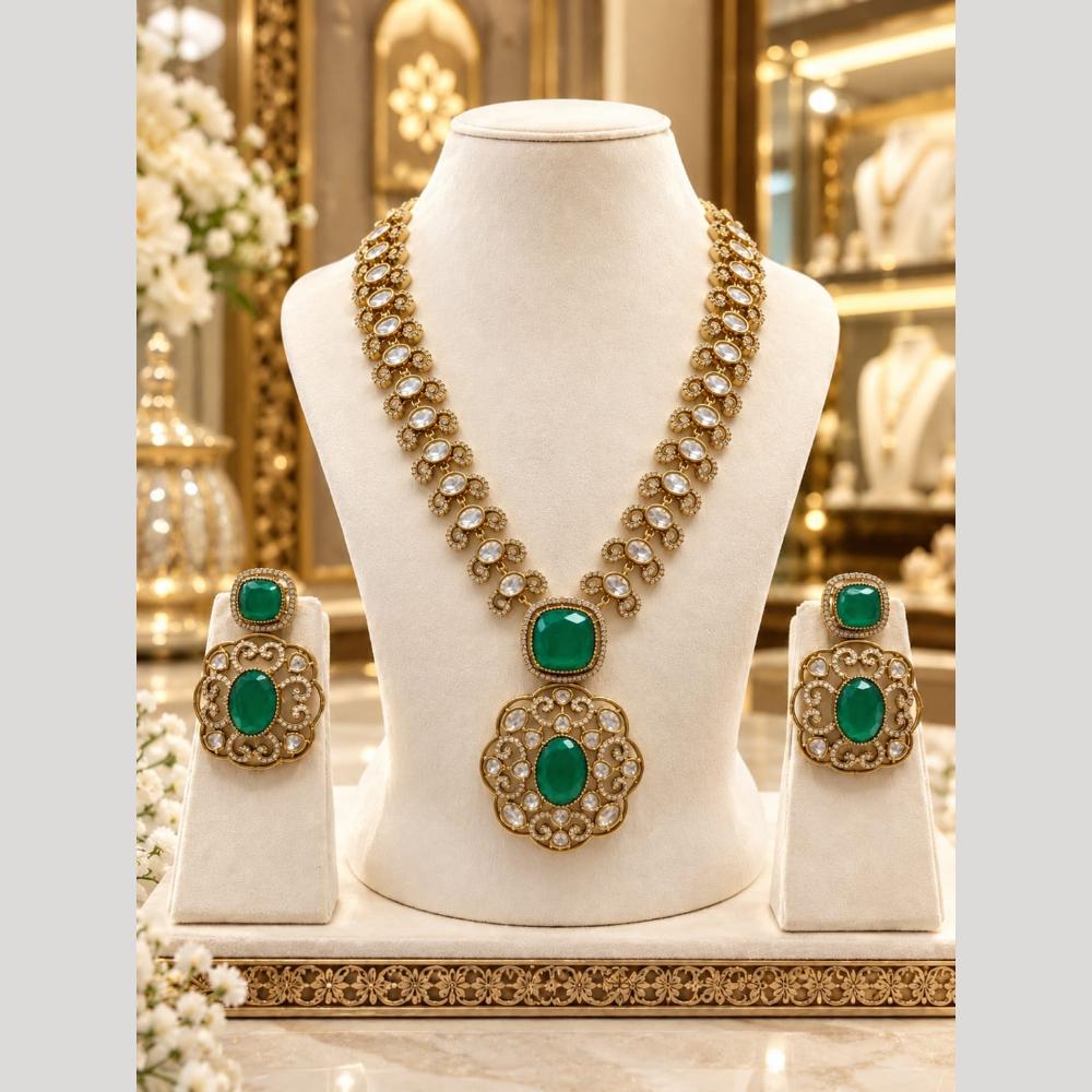 Tanish Art Jewellery Statement Polki Kundan Stone And Austrian Stone Necklace Set  