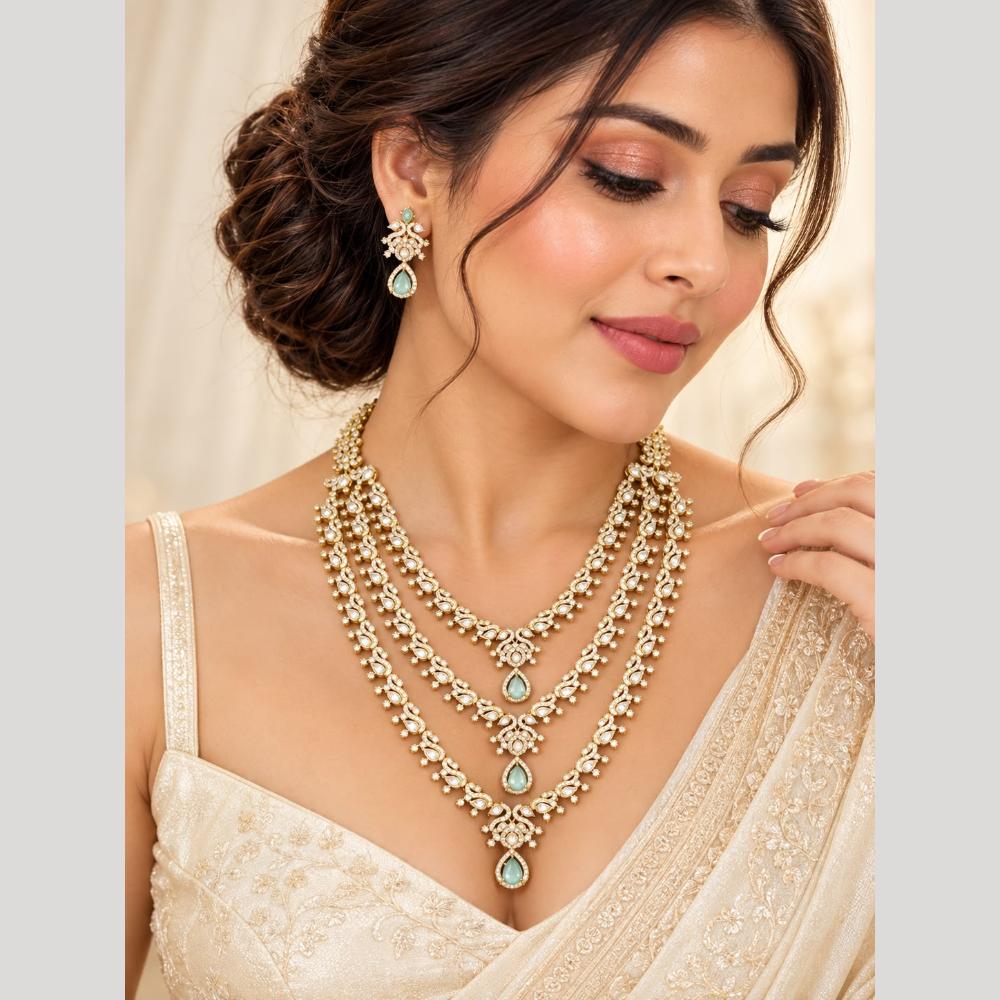 Tanish Art Jewellery Bridal Look American Daimond Necklace Set