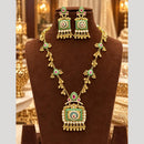 Tanish Art Jewellery Classic Pota Stone And Pearl Necklace Set for Women