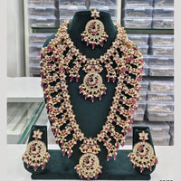 Tanish Art Jewellery Classic Pota Stone And Pearl Double Necklace Set for Women