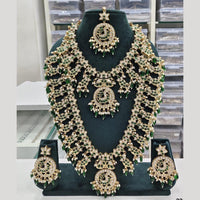 Tanish Art Jewellery Classic Pota Stone And Pearl Double Necklace Set for Women