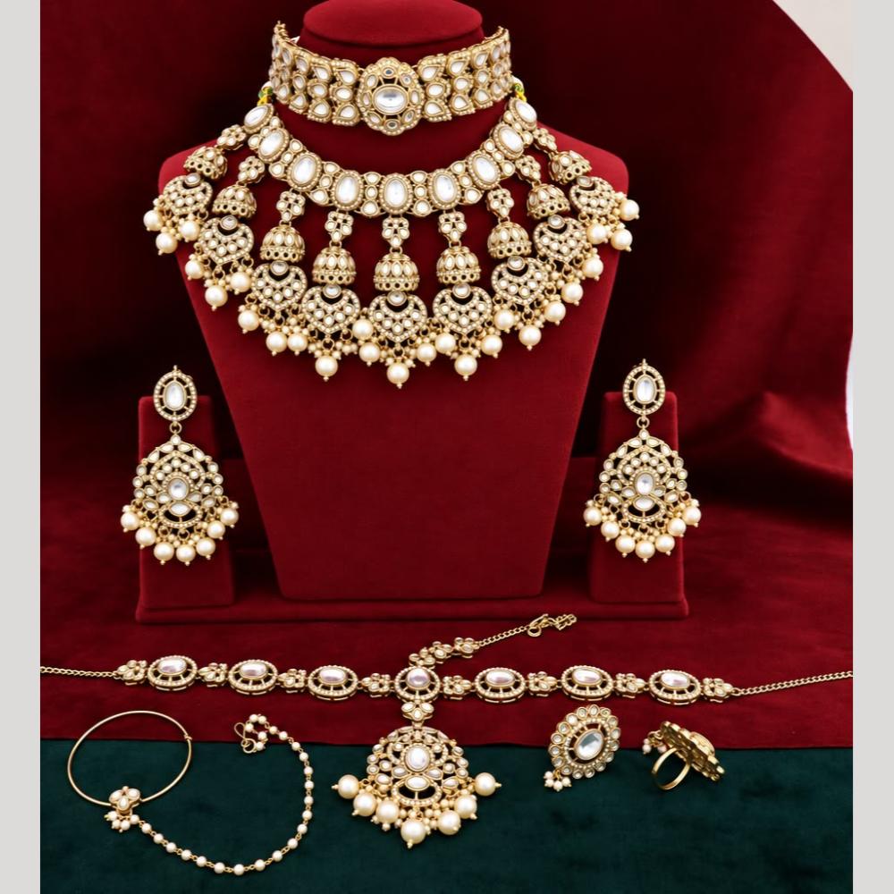 Tanish Art Jewellery Graceful Kundan Stone Semi-Bridal Choker Necklace Set
