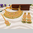 Tanish Art Jewellery Classic Pota Stone And Pearl Choker Necklace Set for Women