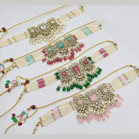 Tanish Art Jewellery Classic Pota Stone And Pearl Choker Necklace Set for Women