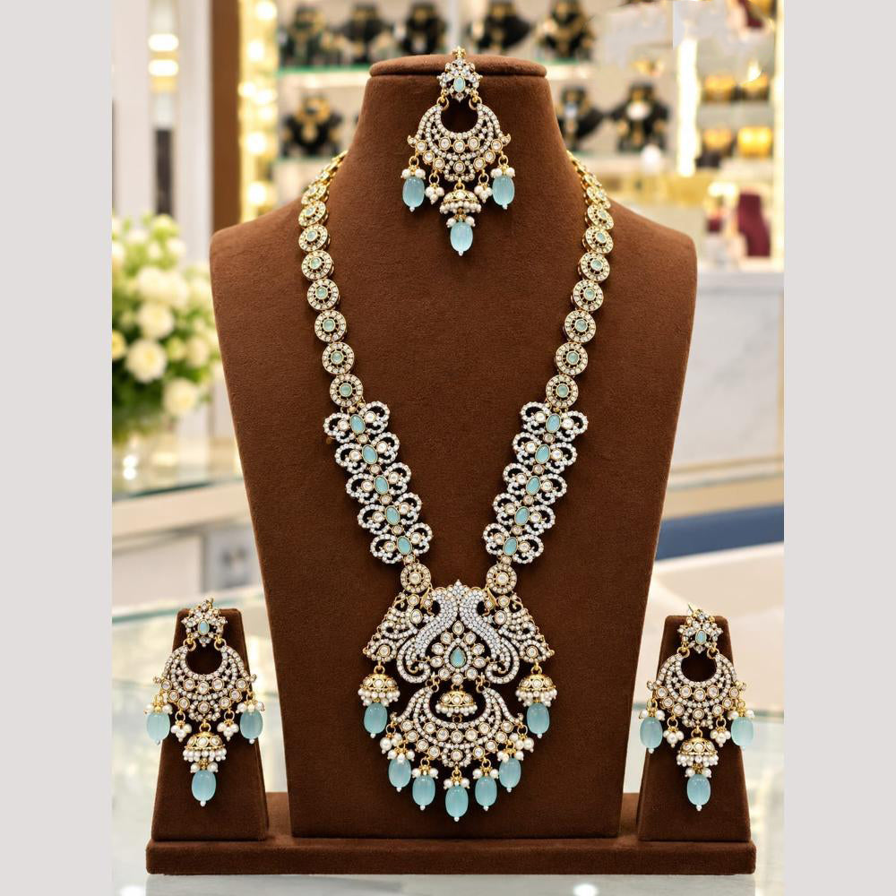 Tanish Art Jewellery American Diamond And Beads Long Necklace Set