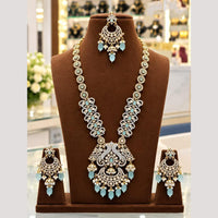 Tanish Art Jewellery American Diamond And Beads Long Necklace Set