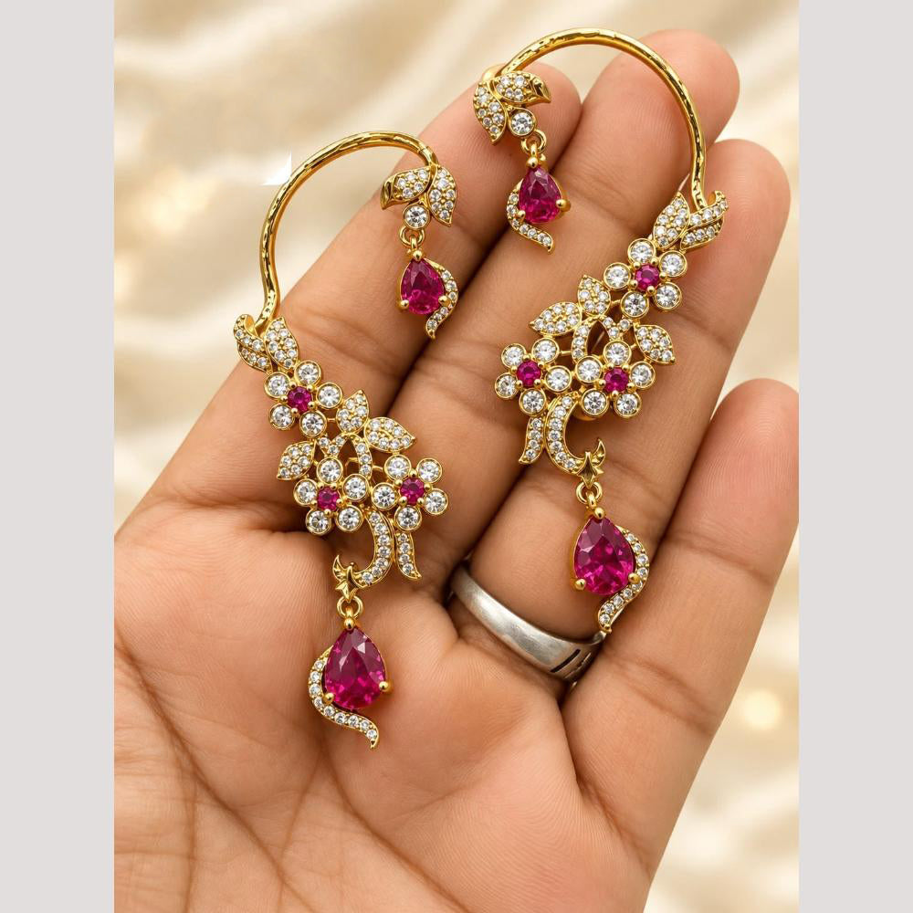 Tanish Art Jewellery Premium American Diamond Ear Cuff Dangler Earrings