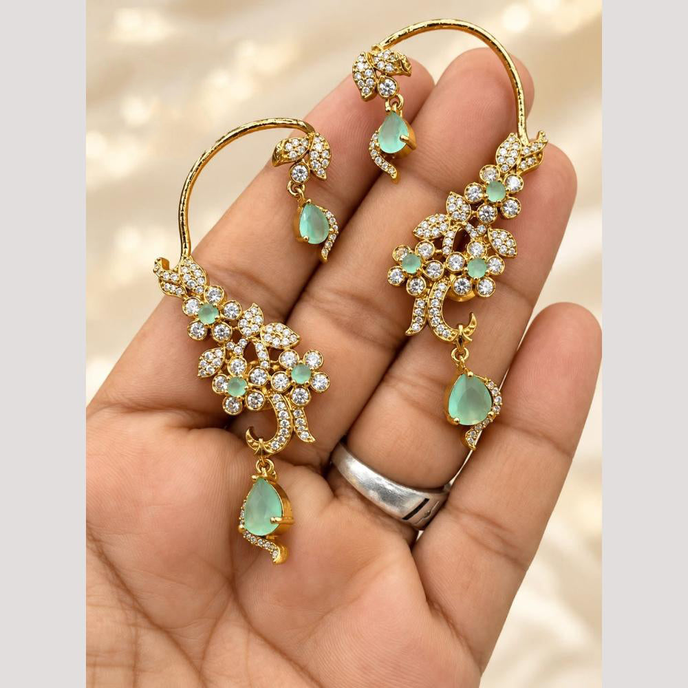 Tanish Art Jewellery Premium American Diamond Ear Cuff Dangler Earrings