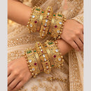 Tanish Art Jewellery Graceful Pota And kundan Stone Traditional Bangles Set