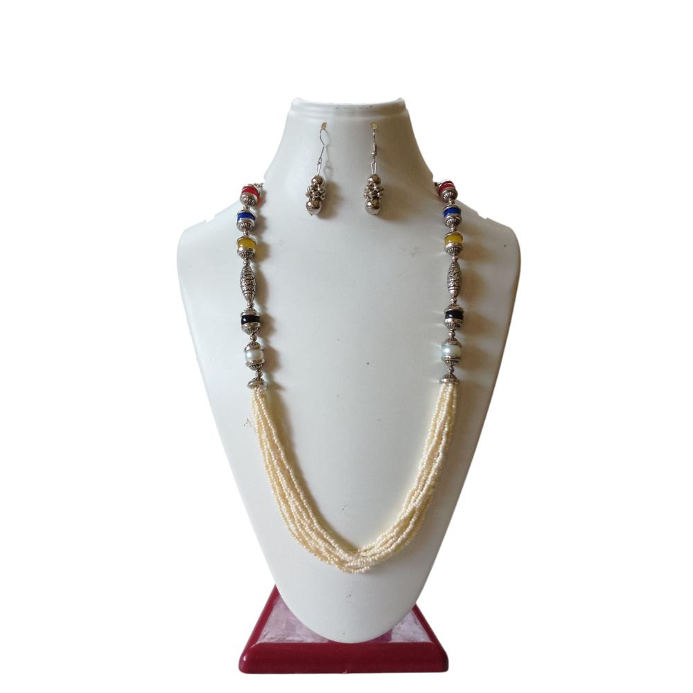 Shrichhemkari Art Oxidised Plated Beads Long Necklace Set
