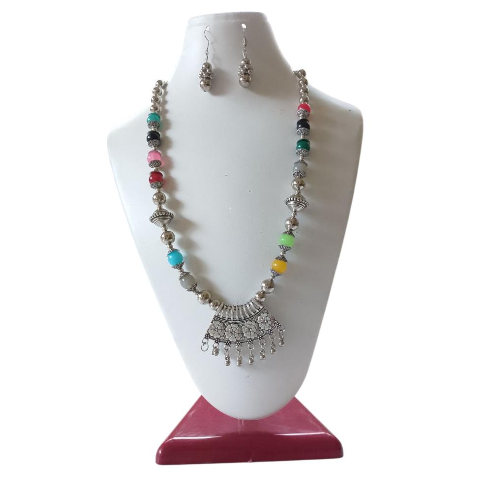 Shrichhemkari Art Oxidised Plated Beads Long Necklace Set