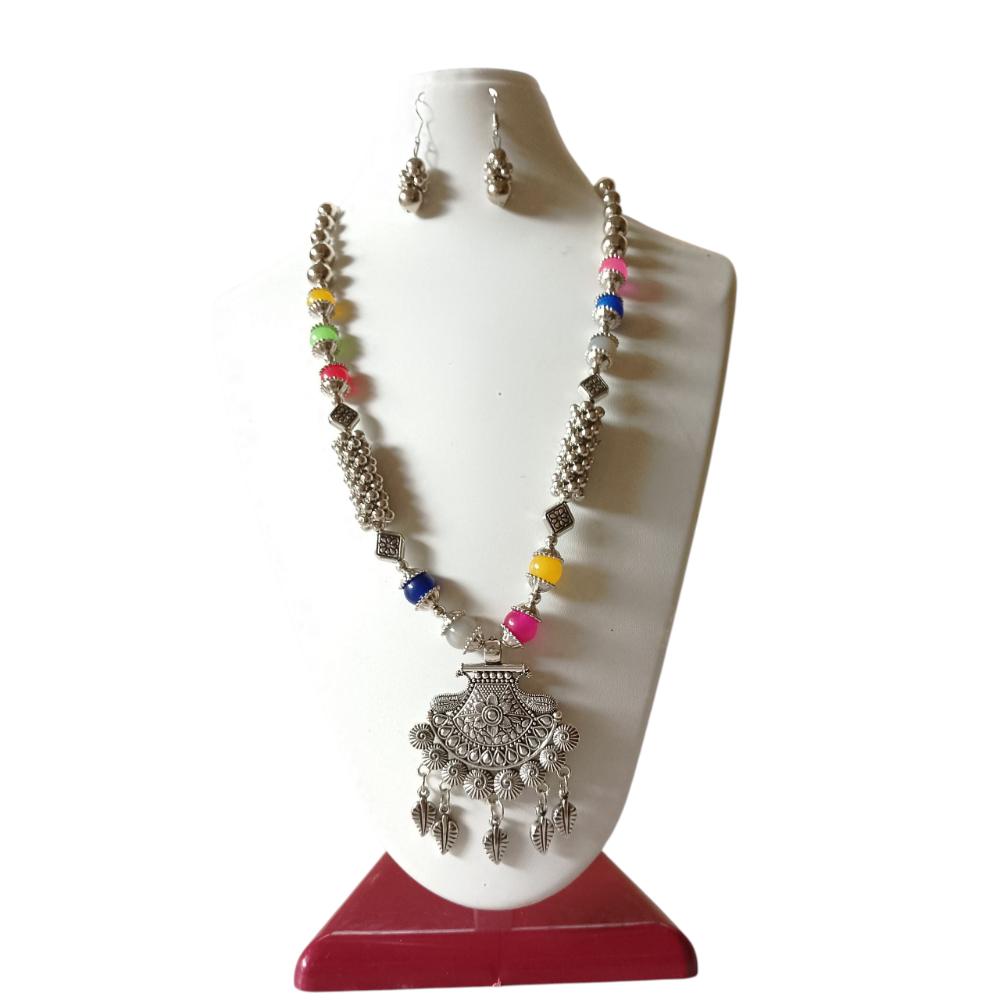 Shrichhemkari Art Oxidised Plated Beads Long Necklace Set